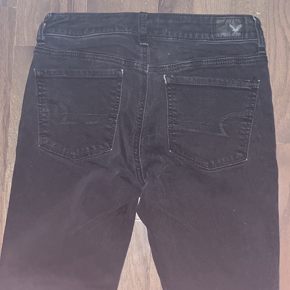 American Eagle Hi Rise Denim Black Jeggings Sz 2 - Picture 6 of 7